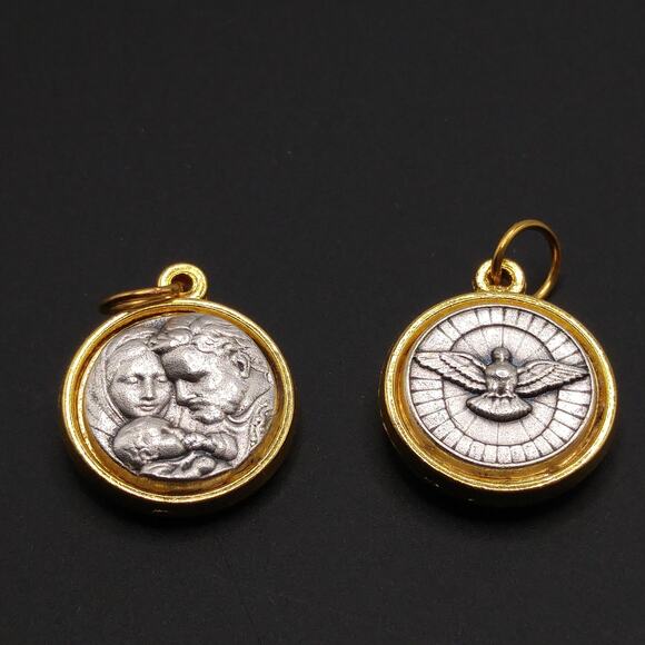 1 Metal, Two Toned Holy Spirit Holy Family Two Sided Medal, 3/4 Inch - Picture 3 of 5